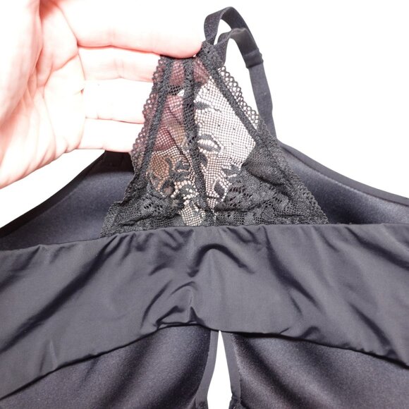 Victoria's Secret T-shirt Lightly Lined Demi Bra 34DD Black Front Closure Lace - Picture 4 of 8